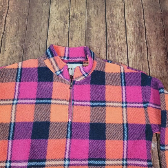 American Eagle Womens Pullover Pink Orange M Mock Neck Quarter Zip Pockets Soft - Picture 6 of 11